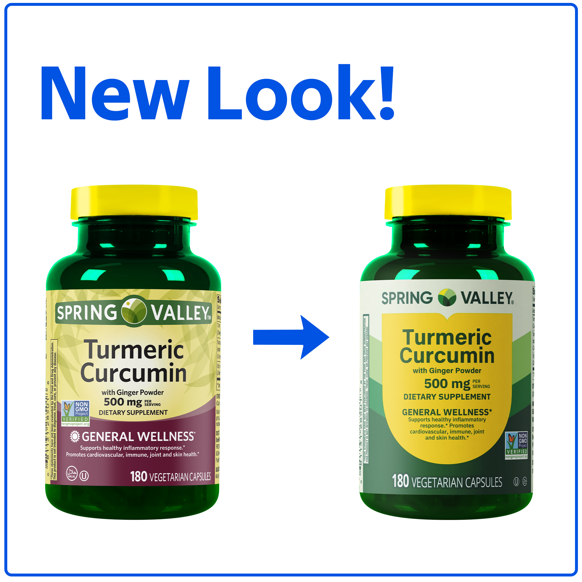 Suplemento dietético de cúrcuma con jengibre en polvo Spring Valley, 500 mg, 180 unidades 2