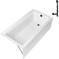 Streamline GA-306-14-BL 66 in. x 32 in. Acrylic Right-Hand Drain Alcove Bathtub in Glossy White With External Drain in Matte Black