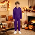 thumbnail image 2 of WAYUTE Girl's Halloween Long Sleeve Zip Up Hooded Jumpsuits Solid Color Soft Breathable Straight Leg Romper for Toddler Kids Festival Party,Purple,Size 8 Y-10 Y, 2 of 7