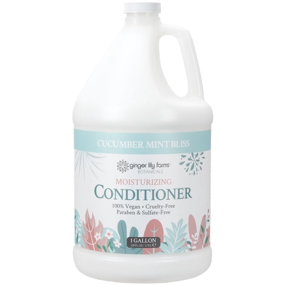 Ginger Lily Farms Botanicals Moisturizing Conditioner for Dry Hair, 100% Vegan & Cruelty-Free, Cucumber Mint Bliss Scent, 1 Gallon (128 fl oz) Refill
