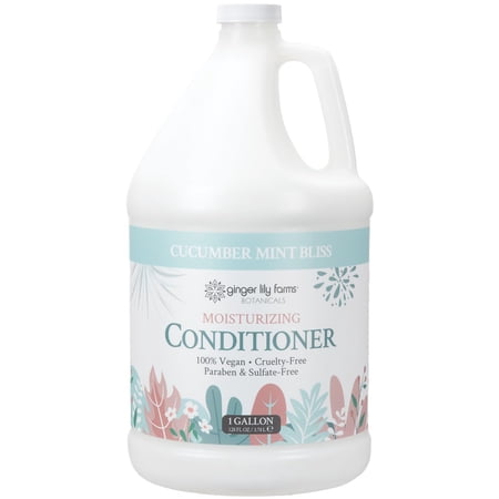 Ginger Lily Farms Botanicals Moisturizing Conditioner for Dry Hair, 100% Vegan & Cruelty-Free, Cucumber Mint Bliss Scent, 1 Gallon (128 fl oz) Refill