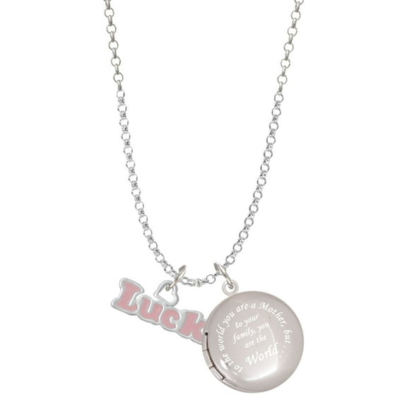 Delight Jewelry Pink ''Luck'' with Heart To the World You are a Mother Locket Necklace