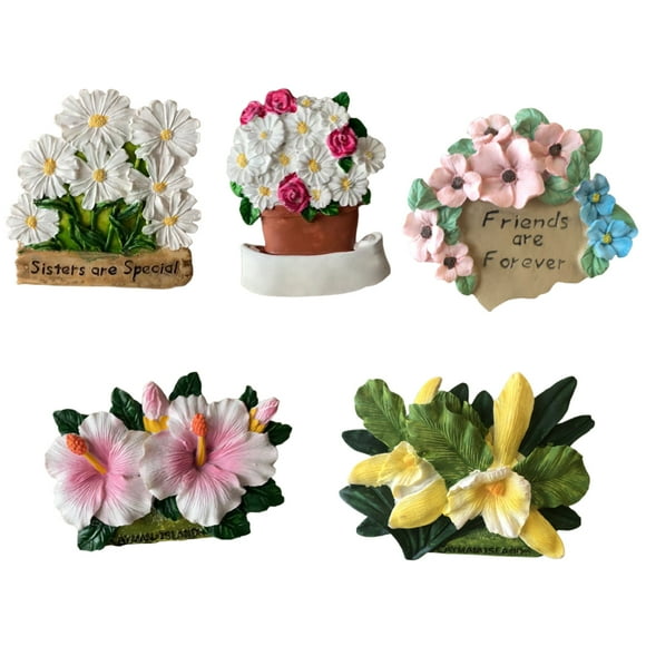 Fridge Magnet Flower Resin: 5PCS Decorative Refrigerator Magnet Kitchen Magnet
