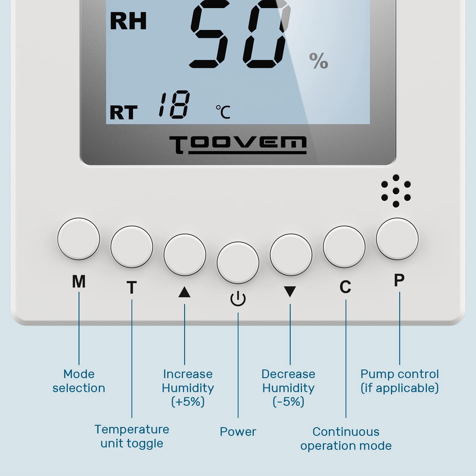 Remote Controller for Digital Humidity and Temperature, Included 26ft Cable Suitable for Argendon Shield 35P/35M,Sandidry 55C Basement/Crawl Space Dehumidifier, White