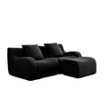 thumbnail image 5 of L-Shaped Teddy Fabric 2-Seat Boneless Sofa, No Assembly Required Curved Armrest, Streamlined Design Ergonomic Design, 32D High Density Sponge for Living Rooms Rest Areas Bedroom (Black), 5 of 11