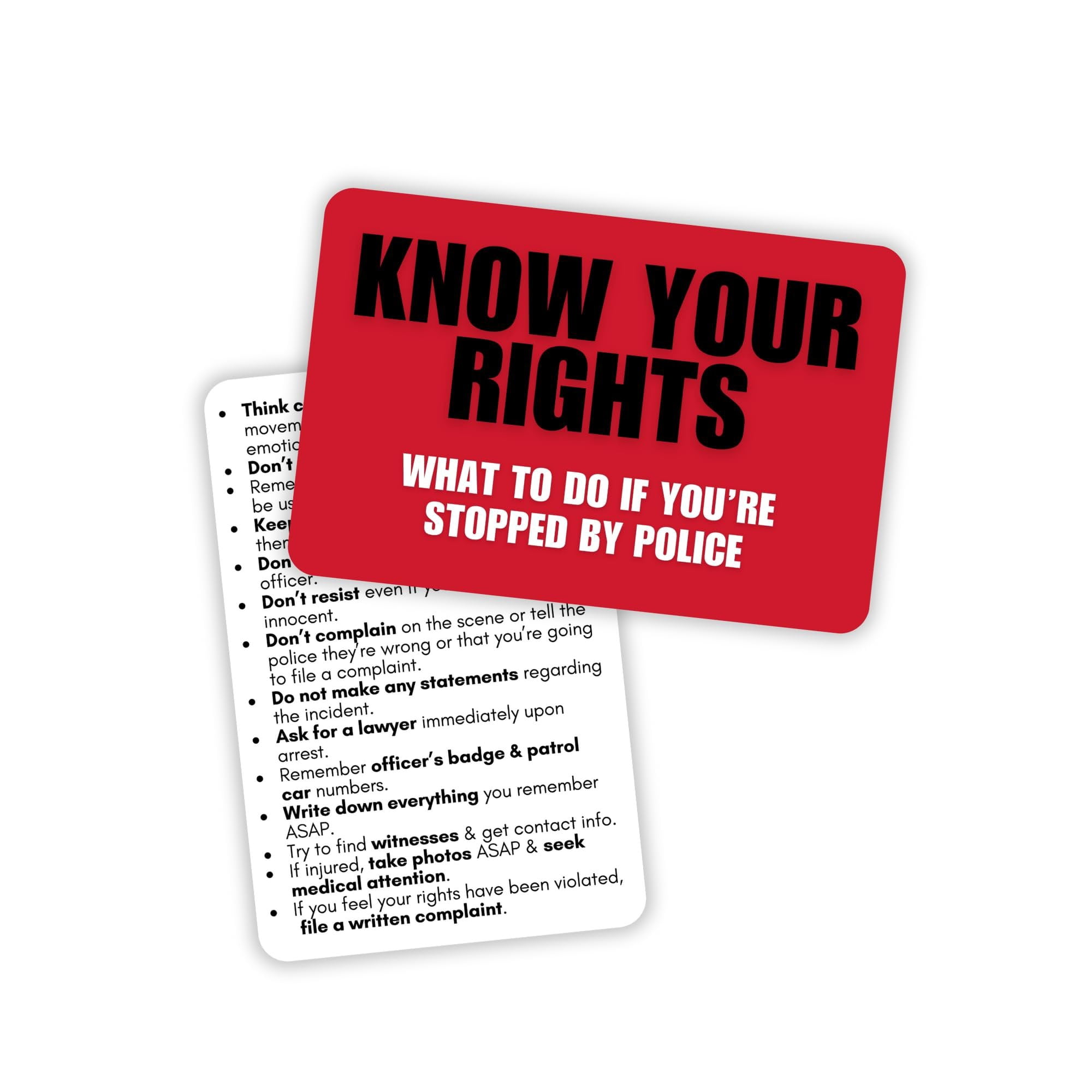 Know Your Rights When Stopped by the Police 5pk Plastic Wallet Reference Cards Legal How To Deal with Law Enforcement Freedoms Basic Rights