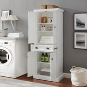 Crosley Furniture Shoreline Coastal Pantry Storage Cabinet with Shelves, Kitchen, Dining, or Laundry Room
