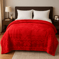 thumbnail image 4 of Shubozy Luxury 2 Ply  Korean Style Mink Fleece Blanket – King  Size, Embossed Plush Bed Blanket, Red, 4 of 6