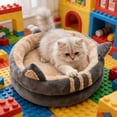 thumbnail image 3 of Indoor Circular Cat Bed With Cat Ears And Tail Design Suitable For All Seasons Portable Cat Slip Base Soft And Warm Washable, 3 of 5