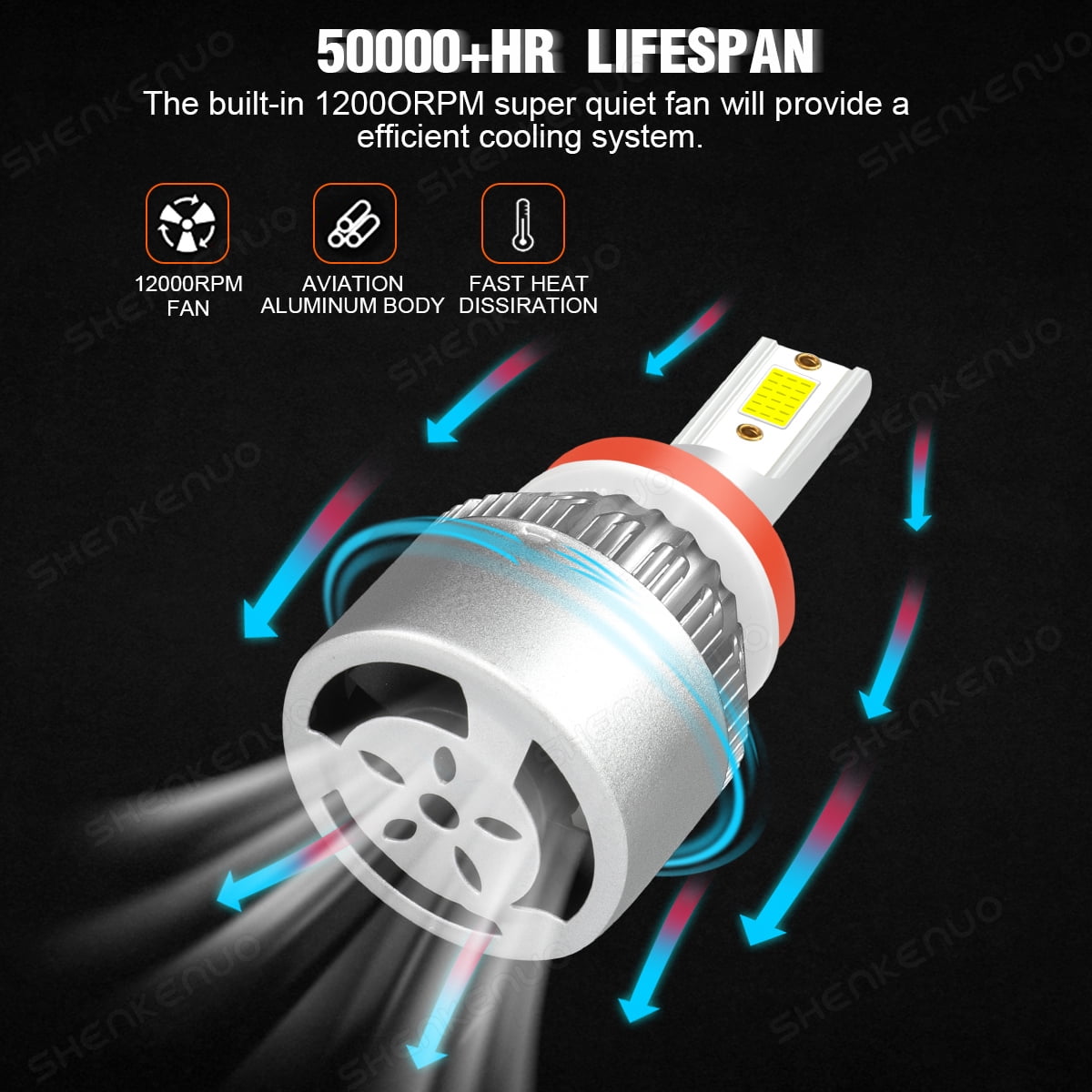 IHNZCB H11 LED Headlight Bulbs High Low Beam Replacement Bulb 35W 6000K (Pack of 4)
