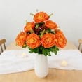 thumbnail image 4 of 10 Head Large Peony Artificial Flowers Bouquet Realistic Silk Faux Peony Stems for Home Garden Indoor Outdoor Vase Table Centerpiece Wedding Decor,Orange, 4 of 6