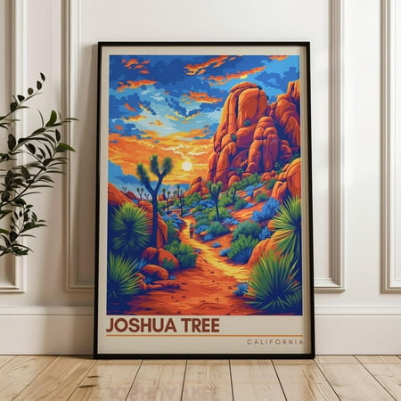 Joshua Tree National Park Travel Poster - Unites States Wall Art Print, Illustration Poster, Home & Office Decor, Gift Idea, Us Travel Print Wall Art, Modern Wall Decor, 16x24 UNFRAMED