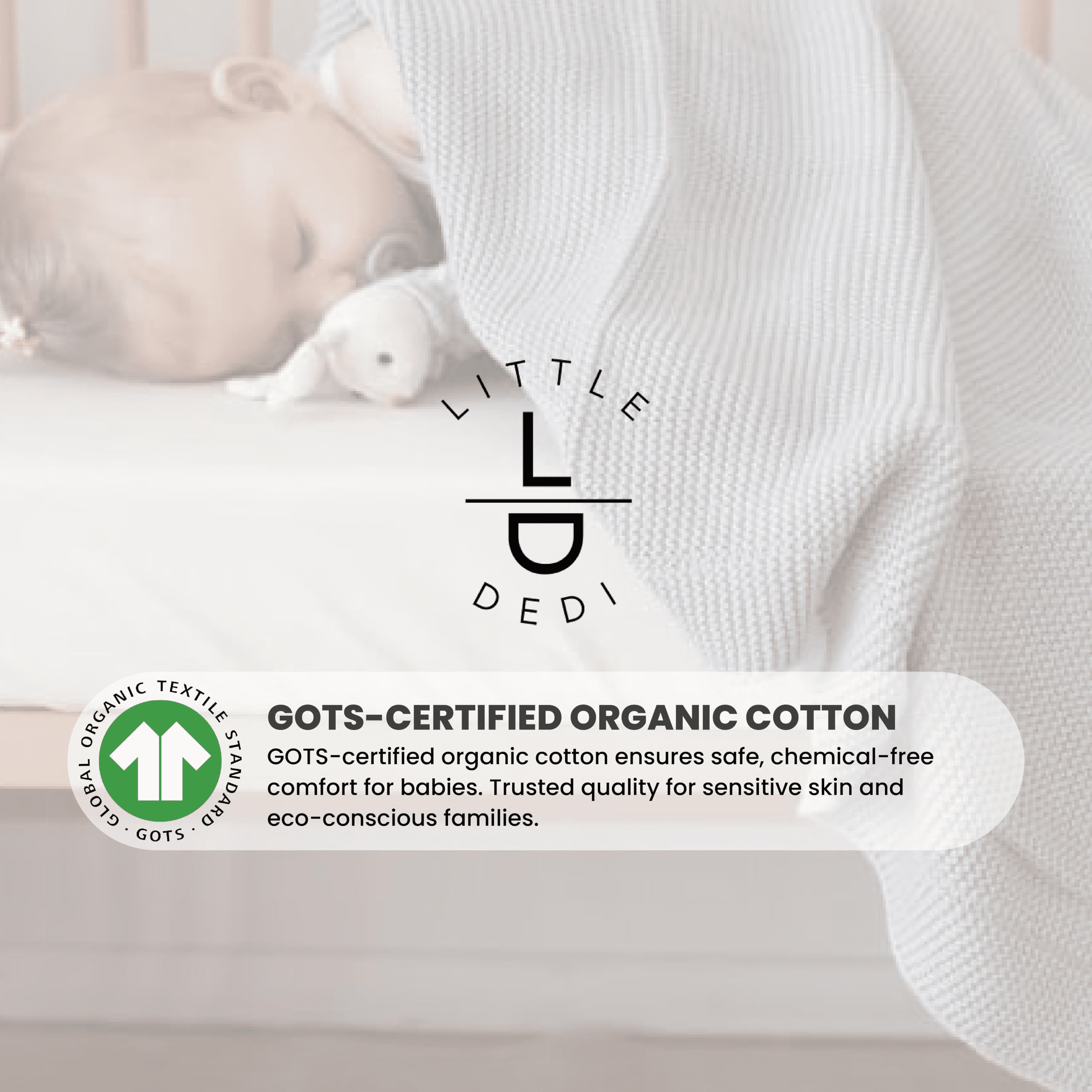 Little Dedi 100% Organic Cotton Baby Knitted Blanket with Gift Box - Soft Toddler, Crib, Stroller Blanket - Neutral Swaddle and Receiving Blanket for Newborns, 30"x40", Harbor Mist