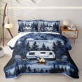 thumbnail image 2 of Manfei Cartoon Car Quilt King 3 Pieces,Kawaii Camping Camper King Coverlet Set,Dark Blue White,1 Bedspread and 2 Pillowcases, 2 of 7