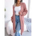 thumbnail image 3 of Long Knitted Cardigan Sweater (S, Brown), 3 of 10