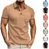 UVEASISHA Solid Polos Shirts for Men Short Sleeve Big and Tall Collared T-Shirt Relaxed Fit Athletic Golf Tennis Shirt Sky Blue M