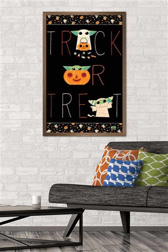Star Wars: The Mandalorian - Grogu Trick Or Treat Wall Poster, 22.375" x 34", Framed