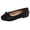Black, variant on Women's Flat Loafers Hidden Pattern Bowknot Lightweight Dress Shoes Ballet Square Toe Comfortable Casual Slip on Footwear Silver Size 6.5