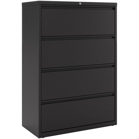 Hirsh 36"W 4 Drawer Metal Lateral Metal File Cabinet with Matte Black Texture