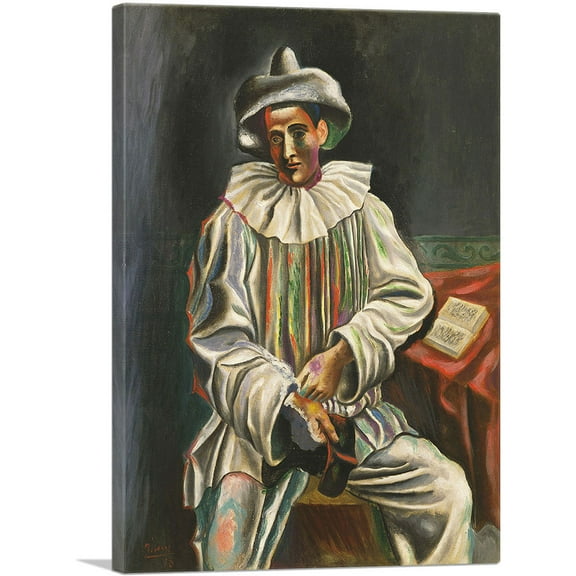 ARTCANVAS Pierrot 1918 Canvas Art Print by Pablo Picasso - Size: 26" x 18" (0.75" Deep)