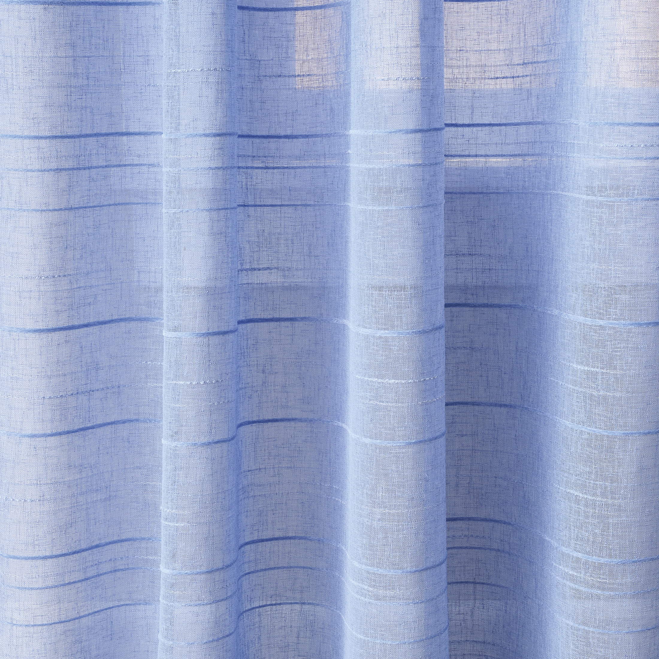 Mainstays Woven Stripe Sheer Tab Top Curtain, Single Panel, Blue, 50" W x 95" L