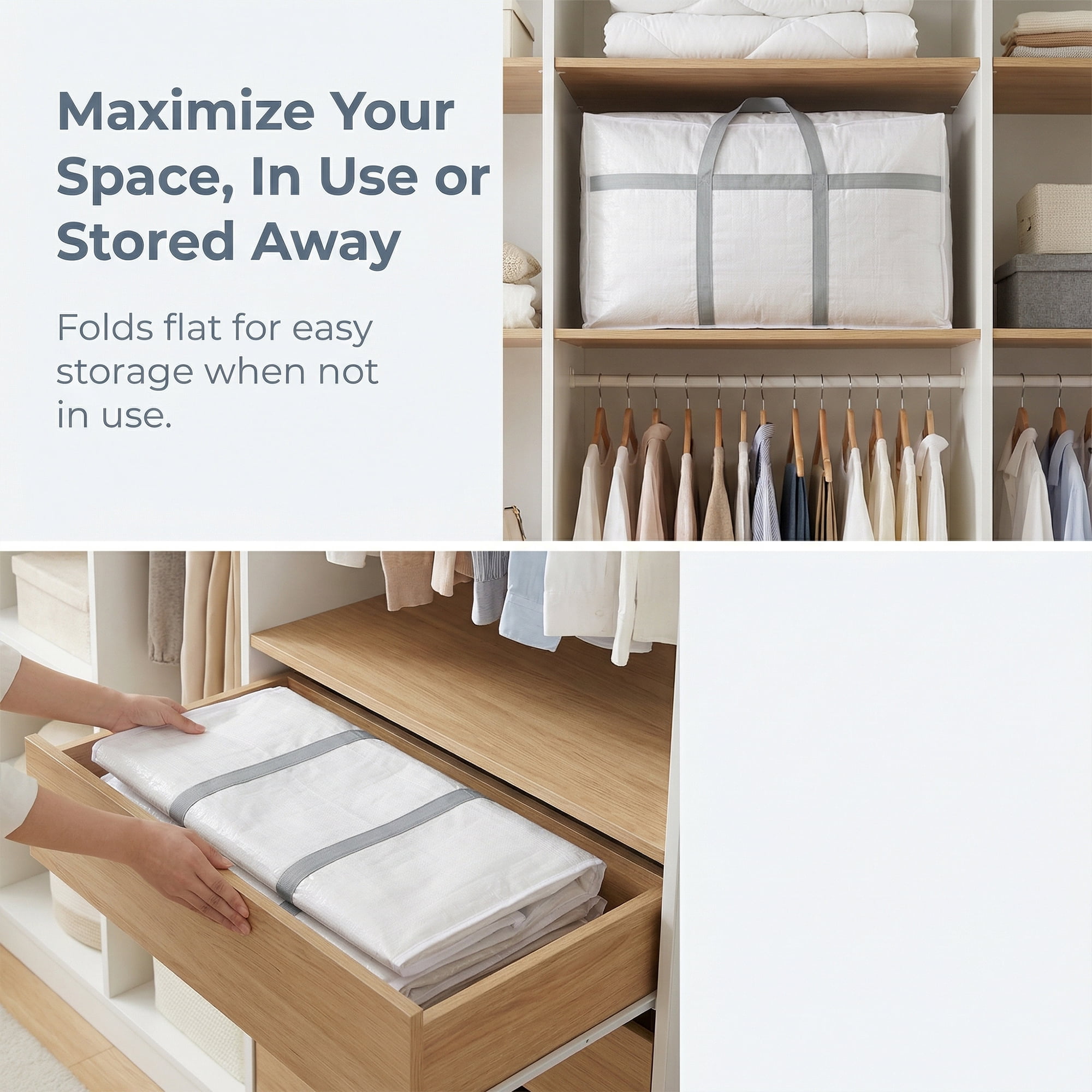 Unique Bargains Clothes Storage Bags for Organizing Clothing White 31.5"x9.8"x19.7"