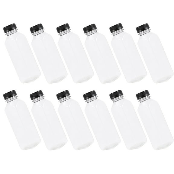 Minkissy 12 Pcs Bouteilles de Jus en Plastique Modernes Transparentes Étanches et Refermables Grande Capacité 400ml 6.7X2.2X1.5in