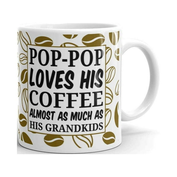 11 oz Grandpa Gifts Pop-Pop Loves Coffee and Grandkids Ceramic Coffee Mug Tea Cup