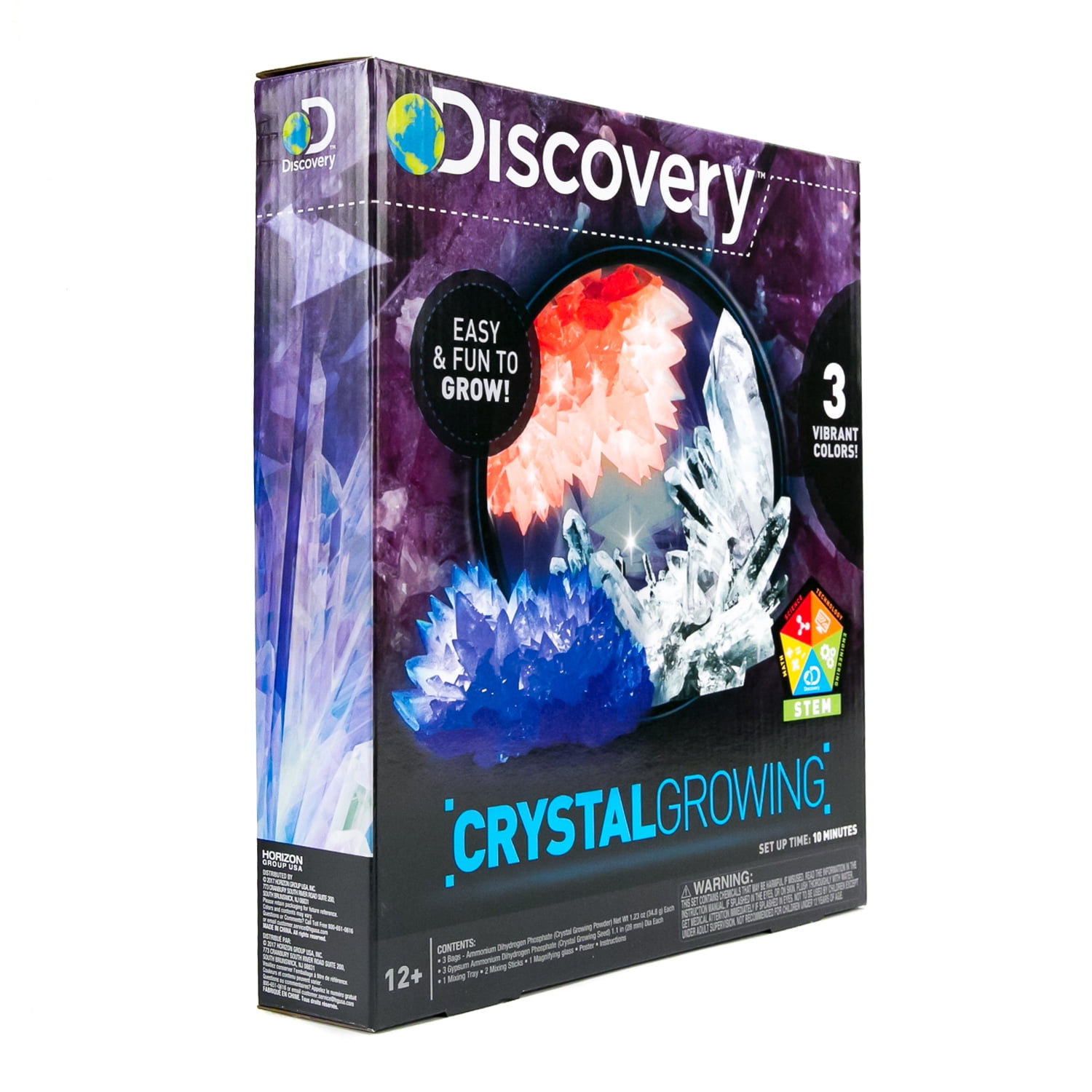 NEW Fun and Easy to Grow 3 Vibrant Colors Details about   Discovery Crystal Growing 