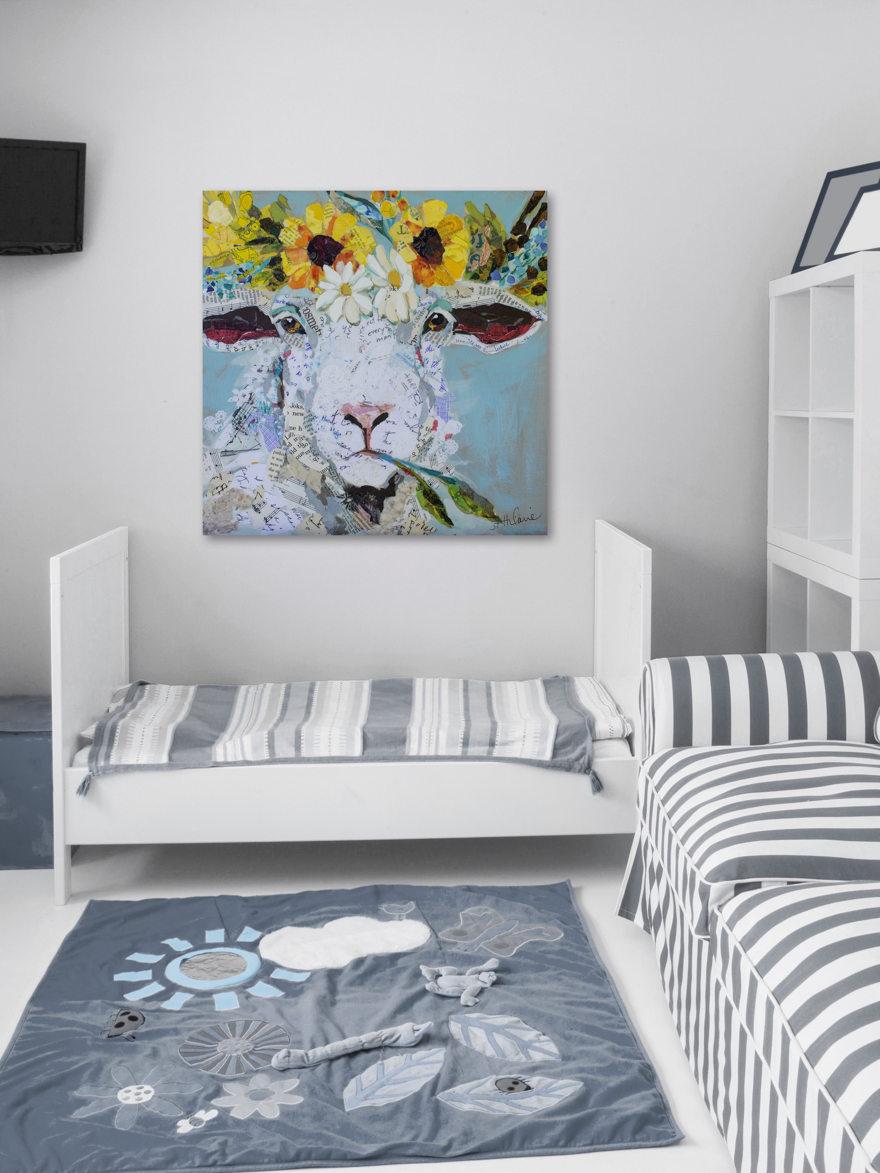Marmont Hill Floral Sheep II by Elizabeth St. Hilaire Canvas Wall Art