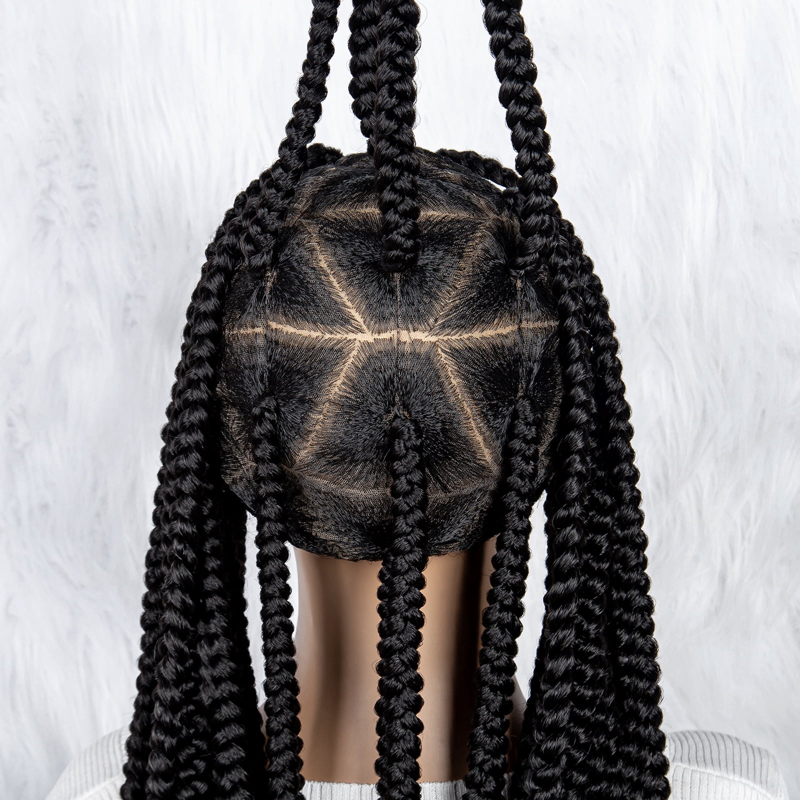 Braided Wigs for Women Full Double Lace Braided Wigs Knotless Box Synthetic Lace Front Braided Wigs Cornrow Braids with Baby Hair Handmade Braided Wigs 32 inches