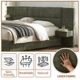 thumbnail image 5 of King Size Bed Frame Upholstered Platform Bed with Two Large Storage Drawers, Linen Fabric, Wooden Slat Support, Mattress Foundation, No Box Spring Needed, Noise-Free, Easy Assembly, Turtle, 5 of 9