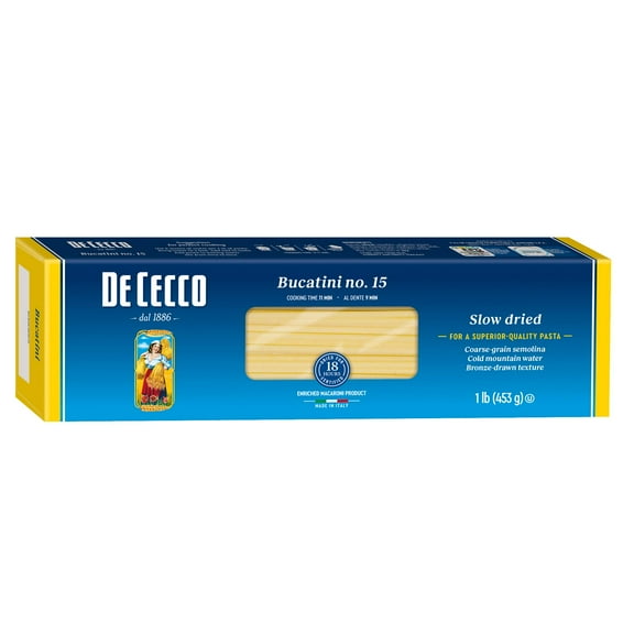 2X - De Cecco Bucatini No.15 Semolina Pasta, 16 Oz