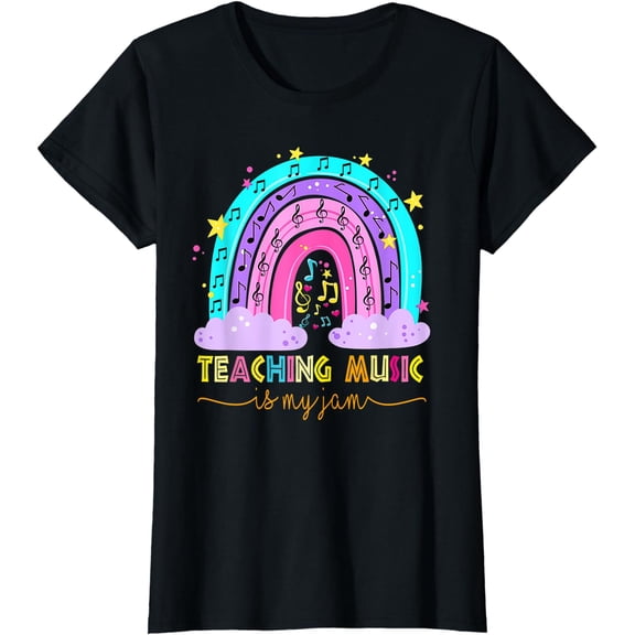 Teaching Music Is My Jam Musical Teacher Shirt Rainbow T-Shirt