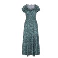 thumbnail image 3 of Summer Dress Saving! Dresses for Women Chiffon Summer Casual Print V-Neck Short Sleeve Long Dress Green XL, 3 of 5