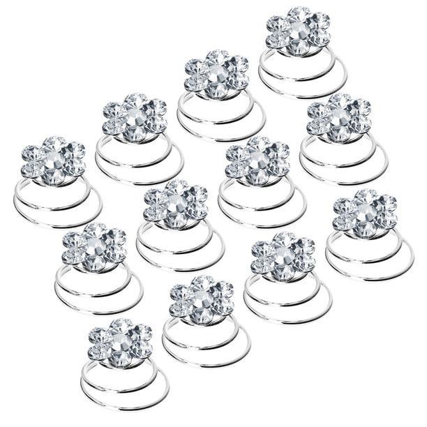 BRIGHTFUFU 12 pinzas para el cabello en espiral, pinzas para el cabello, palillo para moños, para bricolaje, estilo de cabello (plateado)