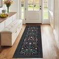 thumbnail image 2 of Garvee 2'x6' Floral Runner Rug Geometric Bordered Carpet, Butterfly Printed Rug Washable Non Slip Rug for Hallway Bedroom Farmhouse, Black, 2 of 8