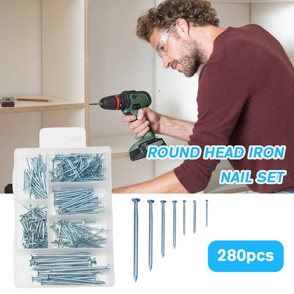 Misterolina 280 PCS Assortment Nails Brad Nails Round Picture Hanging Nails