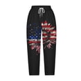 thumbnail image 4 of XIAfhje Linen Pants Women Capris Casual Loose Harlan Pants With Drawstring Stripe Print/American Flag Print Fashion Capris Pants Comfy Palazzo Trousers Baggy Pants With Pockets, 4 of 5