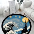 thumbnail image 3 of LaModaHome Rounded Rug Van Gogh Starry NightNon-Slip Rug Washable Mat Child Stain Resistant Living Room Kitchen Carpet 2.6X2.6ft(80X80cm), 3 of 5