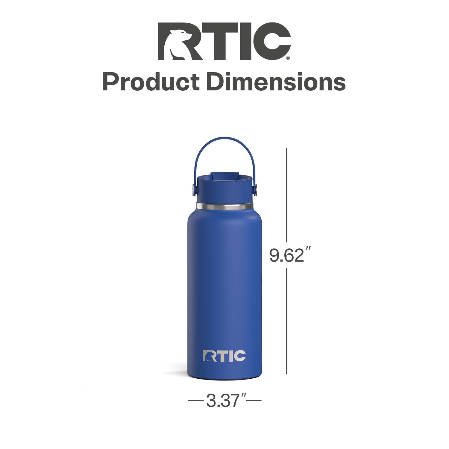 RTIC 32 oz Ceramic Lined Insulated Outback Water Bottle, Leak Resistant, Cobalt