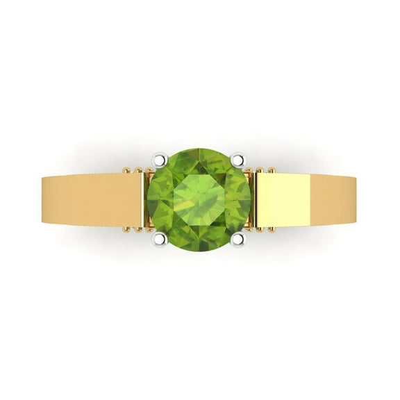 1.06 ct Round Cut Natural Peridot Solitaire 14K Yellow/White Gold Womens Engagement Ring