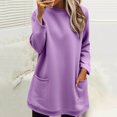 thumbnail image 2 of Long Sweatshirts for Women, Comdrip Sweatshirts for Women Comfort Hoodie for Anxiety Long Sleeve Winter Shirts Round Neck Casual Warm Cute Long Tops Sweatshirt Women Purple 3XL, 2 of 5