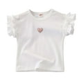 thumbnail image 1 of LUOGENLI T-Shirt pour Filles Hauts pour Filles pour Porter T-Shirts et Chemises Décontractés Col Rond T-Shirts pour Enfants Confortable et Extensible pour le Printemps et l'Été Chemises pour Filles 2025 Invitée de Mariage Blanc 18-24 Mois, 1 of 5