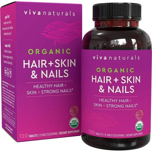 Organic Hair Skin and Nails Vitamins for Women with Biotin, Hair