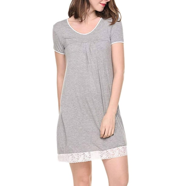 AMaVo Avamo Women Short Sleeve Nightshirt Cotton Nightgown Sleepwear