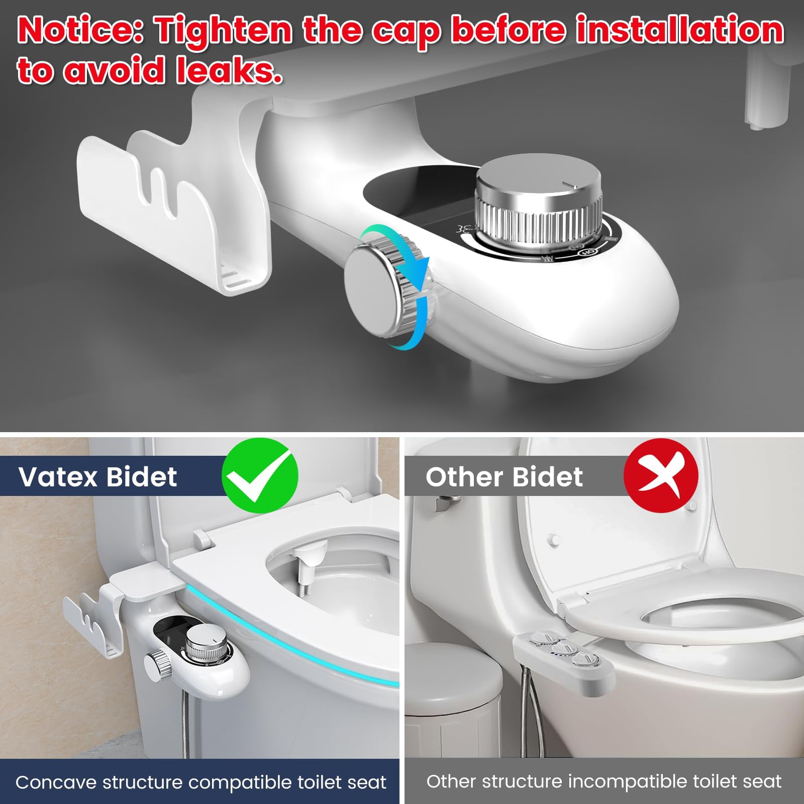FEELSO Bidet Attachment for Toilet with Filters, Non-Electric Dual Nozzle Bidet, Adjustable Pressure, Self Cleaning