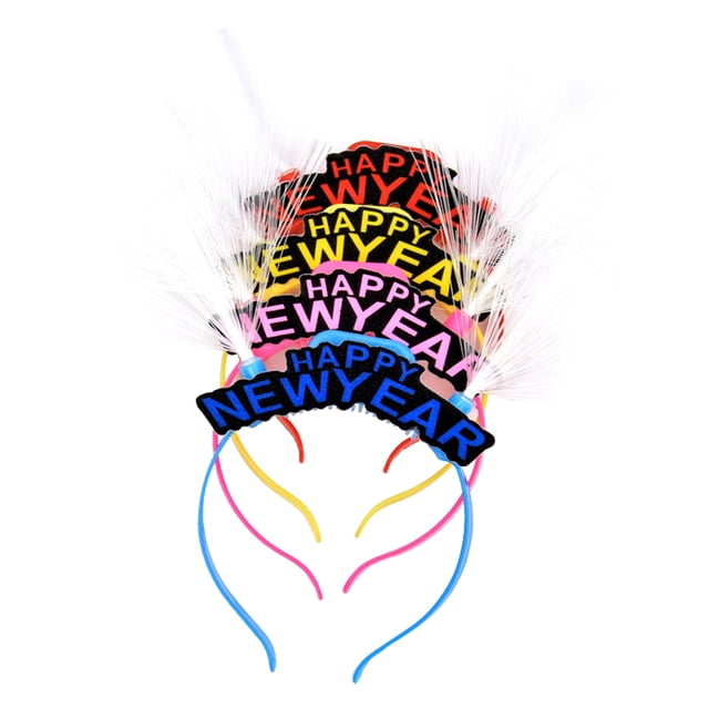 Minkissy 4Pcs Glowing Fiber Headband Hoops For New Year Party Hair Accessories Plastic Random Color 18X4.7In