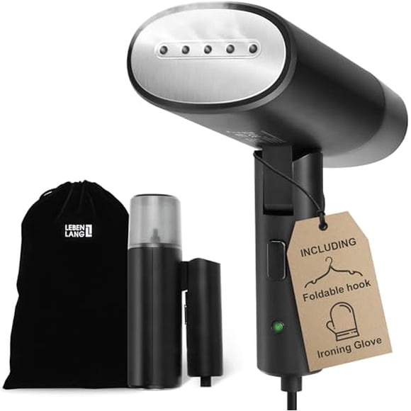 Vaporizador de viaje para ropa - Calentamiento rápido en 25 segundos e incluye accesorio de viaje | Vaporizador portátil para ropa | Miniplancha de vapor para ropa | Vaporizadores de mano | De LEBENL