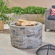 Noble House Camila Outdoor Lightweight Concrete Wood Burning Fire Pit